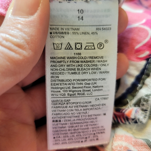 NWT Gap Factory: Cotton Linen Blend Hawaiian Print Shorts Drawstring Button-Up - Picture 8 of 8